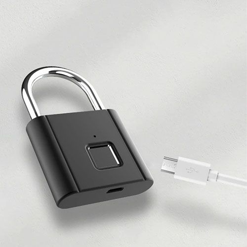 Keyless USB charging fingerprint lock Smart padlock Waterproof door lock 0.2 seconds unlock portable anti-theft padlock zinc
