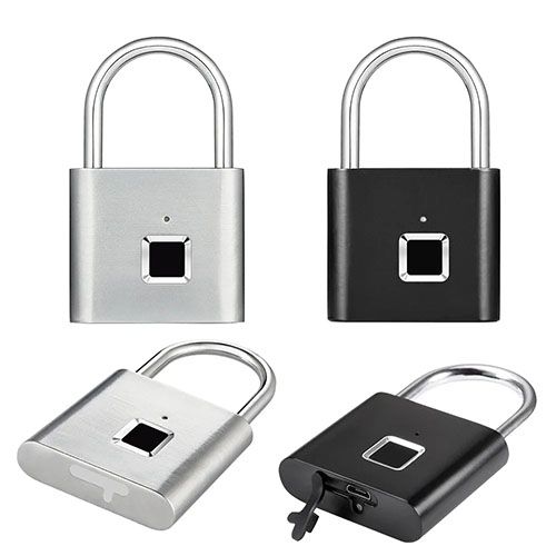 Keyless USB charging fingerprint lock Smart padlock Waterproof door lock 0.2 seconds unlock portable anti-theft padlock zinc