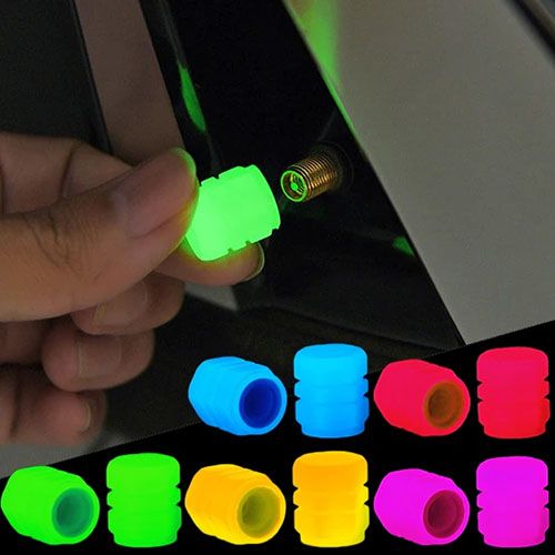 Luminous Tire Valve Caps Multi-color Fluorescent Night Glowing Decor Motorcycle Bike Wheel Nozzle Dustproof Tyre Valve Stem Cap