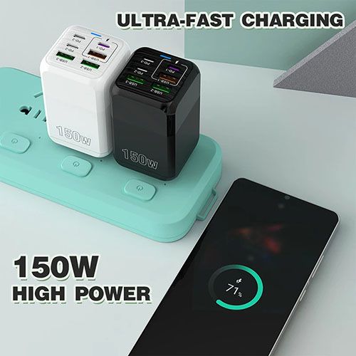 150W Fast Charger USB Type C PD 6A Cable Fast Charging 6-port Fast Charging 3.0 adapter for iPhone Samsung OnePlus phone