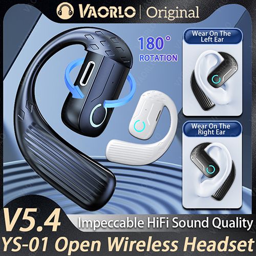 Bluetooth 5.4 Open 180° Rotation Wireless Business Headset With Mic Air Conduction Ear-hook Touch Control Sports Hifi Earphone
