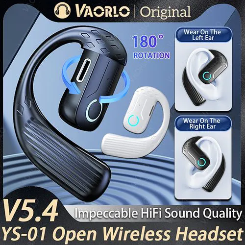 Bluetooth 5.4 Open 180° Rotation Wireless Business Headset With Mic Air Conduction Ear-hook Touch Control Sports Hifi Earphone