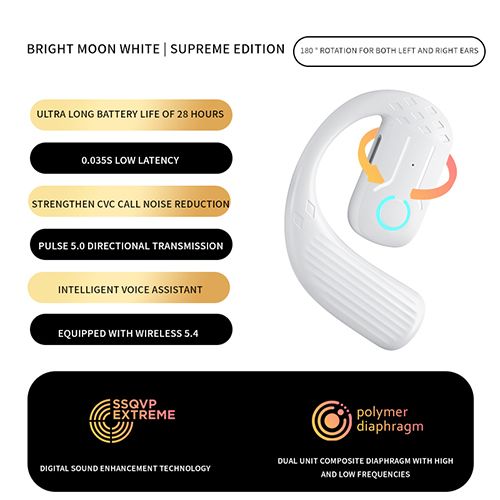 Bluetooth 5.4 Open 180° Rotation Wireless Business Headset With Mic Air Conduction Ear-hook Touch Control Sports Hifi Earphone