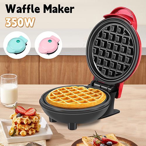 Mini Waffle Maker - Pancake Maker, 350W Waffle Iron, Electric Round Waffle Machine for Breakfast, Dessert, Sandwich and Other Snacks
