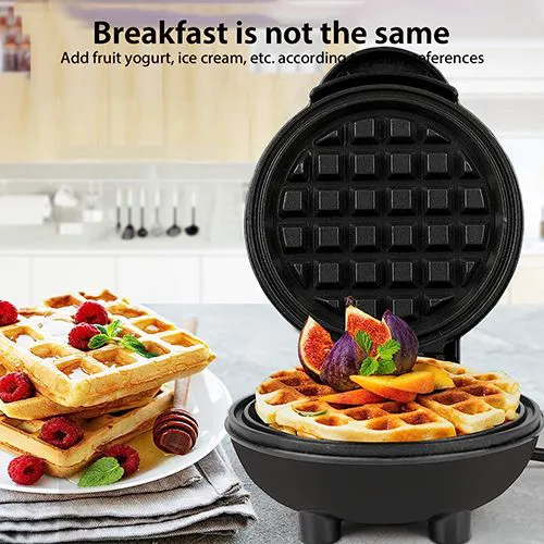 Mini Waffle Maker - Pancake Maker, 350W Waffle Iron, Electric Round Waffle Machine for Breakfast, Dessert, Sandwich and Other Snacks