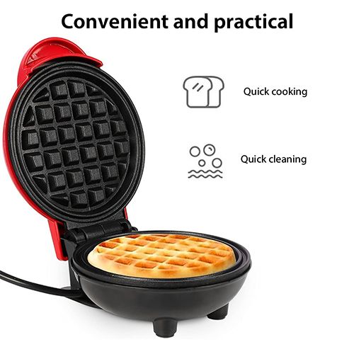 Mini Waffle Maker - Pancake Maker, 350W Waffle Iron, Electric Round Waffle Machine for Breakfast, Dessert, Sandwich and Other Snacks