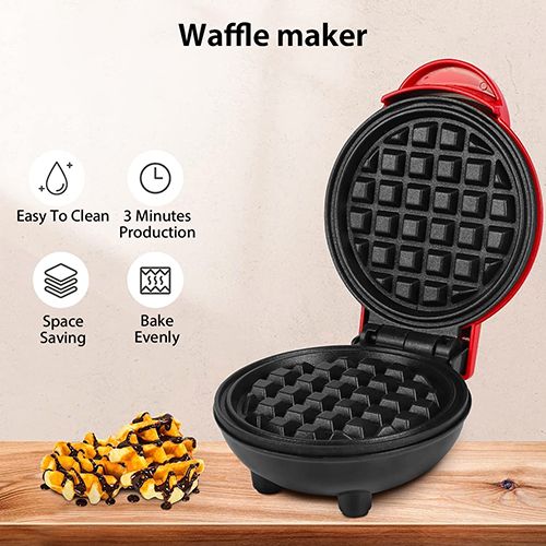Mini Waffle Maker - Pancake Maker, 350W Waffle Iron, Electric Round Waffle Machine for Breakfast, Dessert, Sandwich and Other Snacks