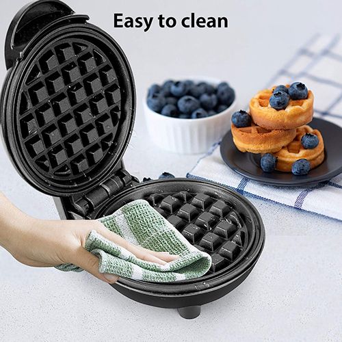Mini Waffle Maker - Pancake Maker, 350W Waffle Iron, Electric Round Waffle Machine for Breakfast, Dessert, Sandwich and Other Snacks