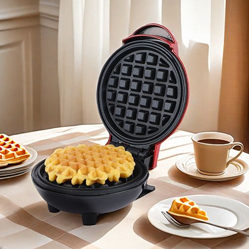 Mini Waffle Maker - Pancake Maker, 350W Waffle Iron, Electric Round Waffle Machine for Breakfast, Dessert, Sandwich and Other Snacks