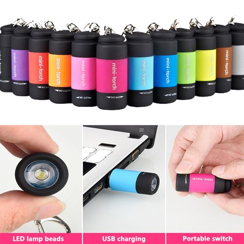 LED Mini Flashlight Portable Torch Outdoors Waterproof Built-in Battery USB Rechargeable Flashlights