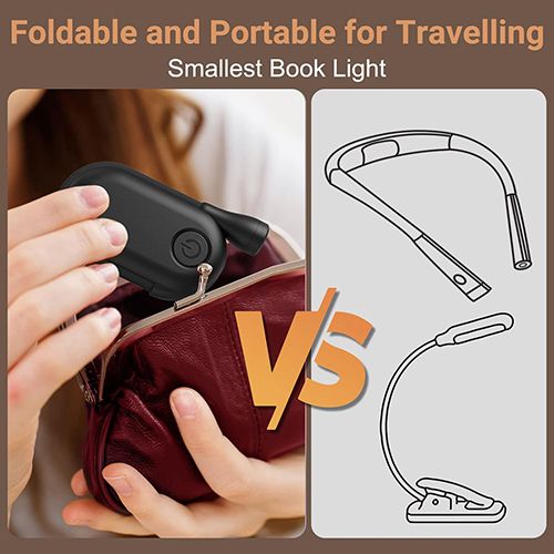 New Rechargeable Book Light Reading Lights for Books in Bed Led Book Night Lamp 3 Color Stepless Brightness Clip on Reading Lamp