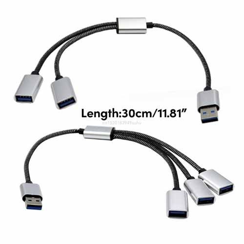 28/30cm USB Splitter Cable USB Male to 3/2 USB 2.0 Female Extension Cord ,USB Port Hub Data Power Split Adapter
