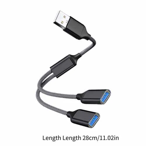 28/30cm USB Splitter Cable USB Male to 3/2 USB 2.0 Female Extension Cord ,USB Port Hub Data Power Split Adapter