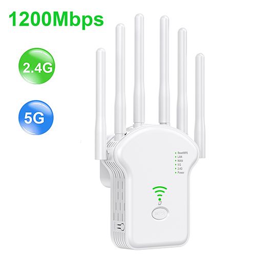 WiFi Repeater Wireless Router 1200Mbps 2.4G 5G Signal Cover Extender High Gain 6 Antenna Network Amplifier Range Signal Booster