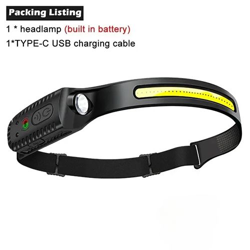 1-10PCS LED Indication Headlamp Rechargeable Head Flashlight 1200mah Built in Battery Outdoor Camping Fishing Headlight Lantern
