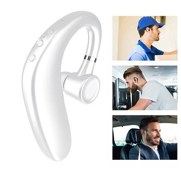 Wireless Earphones With Microphone For All Smartphones, Hands-Free Sports Headphones With Bluetooth Connection And Microphone 5.0 Stereo Intelligent Noise Reduction White