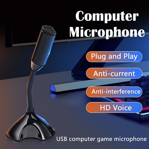 USB Laptop Microphone Voice Mic High Sensitivity Mini Studio Speech Mic Stand With Holder Gaming Conference for Desktop PC