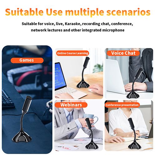 USB Laptop Microphone Voice Mic High Sensitivity Mini Studio Speech Mic Stand With Holder Gaming Conference for Desktop PC