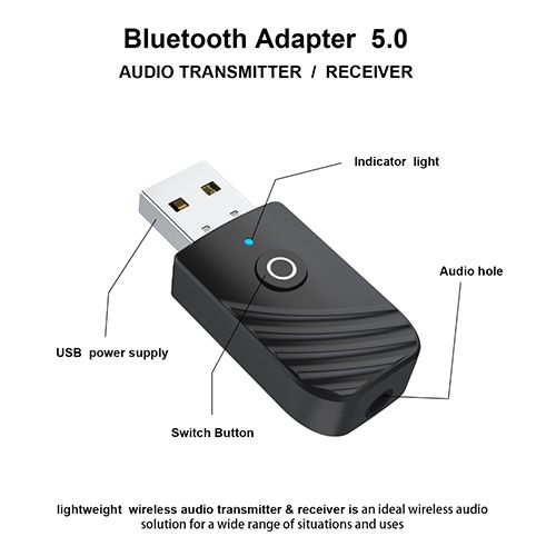 Grwibeou USB Bluetooth 5.0 Transmitter Receiver Stereo Bluetooth RCA 3.5mm AUX For TV PC Headphones Home Stereo Car HIFI Audio