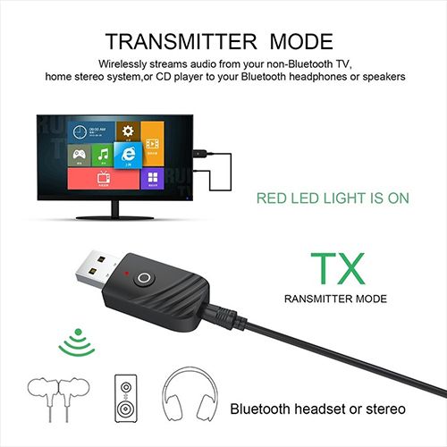 Grwibeou USB Bluetooth 5.0 Transmitter Receiver Stereo Bluetooth RCA 3.5mm AUX For TV PC Headphones Home Stereo Car HIFI Audio