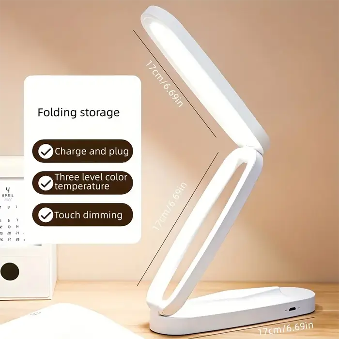 LED Desk Light Rechargeable Foldable Reading Light USB Charging Desk Lamp Touch Eye Protection 3-Level Dimming Lighting Table Lamp Bedside Living Bedroom Night Light Charging Portable lamp