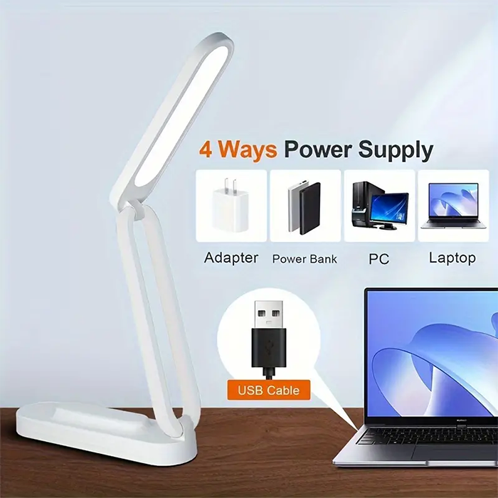 2025 New Arrivals LED Desk Light Foldable Reading Light USB Rechargeable Desk Lamp Eye Protection 3-Level Dimming Lighting Table Lamp Bedside Living Bedroom Charging Night Light Charging Portable lamp