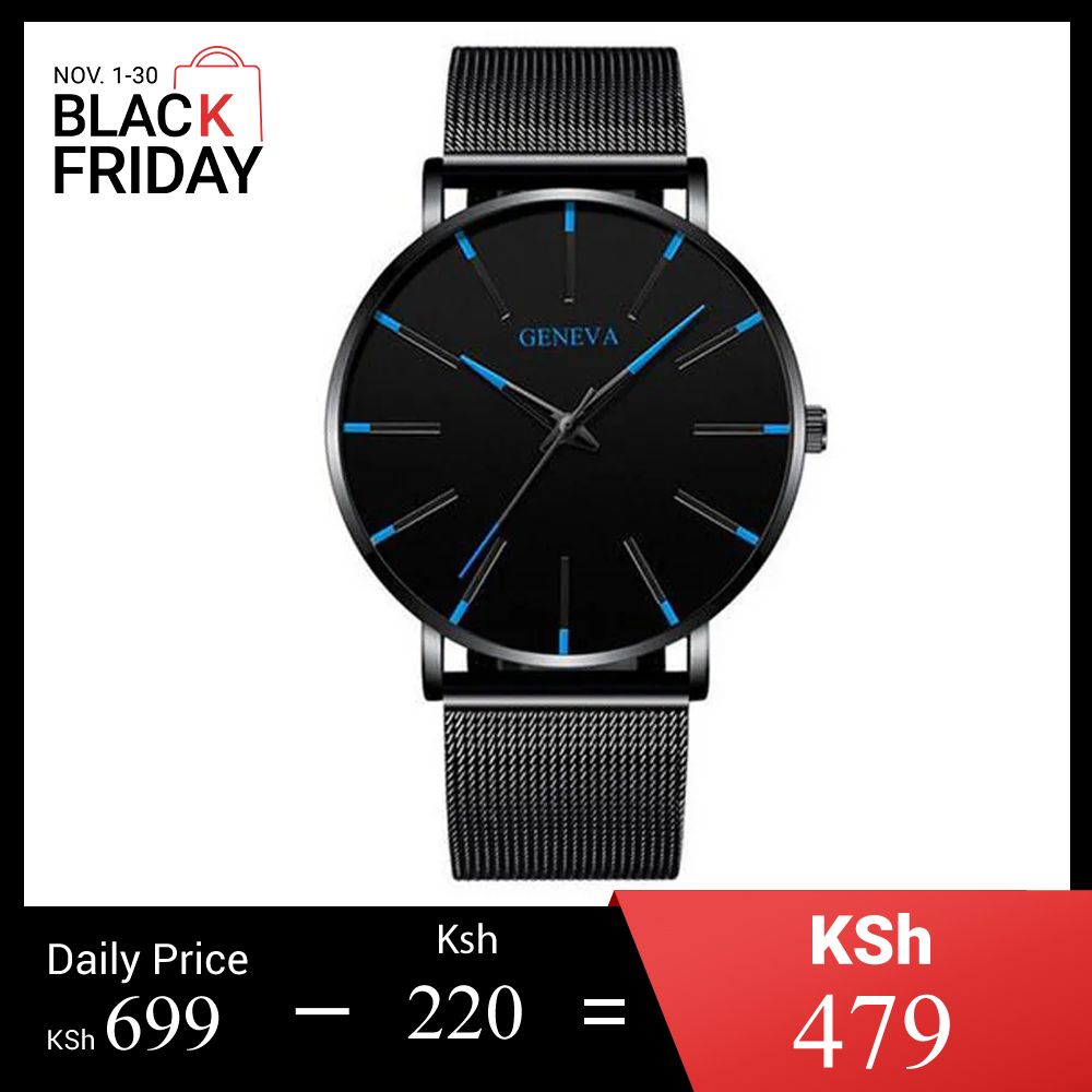 Classic Men's Watch Fashion Watches Men Business Watches High Quality Lover Gift Stainless Steel Mesh Belt Watch For Valentines Gift Fashion Accessories black blue,one size