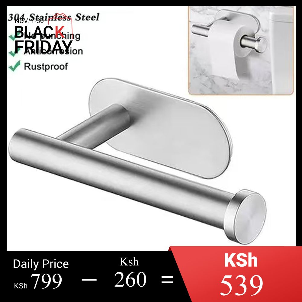 Toilet Paper Holders Self Adhesive Toilet Paper Towel Holder Stainless Steel Wall Mount Toilet Roll Holder No Punching Tissue Towel Roll Dispenser for Bathroom Kitchen Wall Hooks