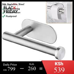 Toilet Paper Holders Self Adhesive Toilet Paper Towel Holder Stainless Steel Wall Mount Toilet Roll Holder No Punching Tissue Towel Roll Dispenser for Bathroom Kitchen Wall Hooks
