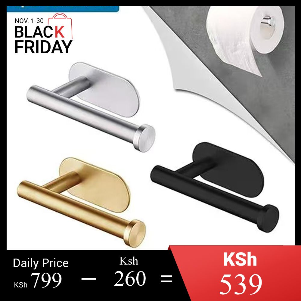 Toilet Paper Holders Self Adhesive Toilet Paper Towel Holder Stainless Steel Wall Mount Toilet Roll Holder No Punching Tissue Towel Roll Dispenser for Bathroom Kitchen Wall Hooks