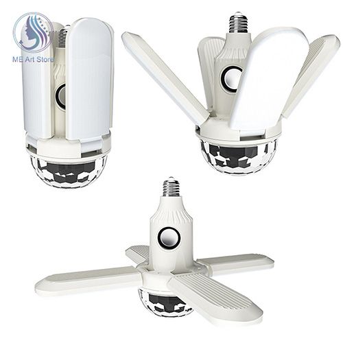 E27 LED Bulb Fan Blade Four-leaf Music Lamp Bluetooth Speaker Foldable LED Light Bulb Ceiling Light With Remote Controller