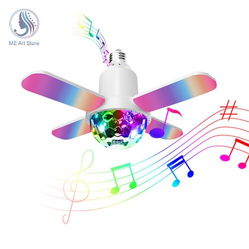E27 LED Bulb Fan Blade Four-leaf Music Lamp Bluetooth Speaker Foldable LED Light Bulb Ceiling Light With Remote Controller