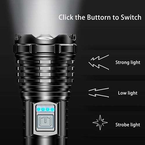 High Strong Power Led Flashlights Rechargeable Outdoor Flashlight Portable Built-in Battery Power Torch lamp Camping Lantern