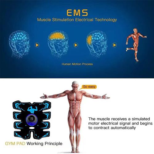 USB Rechargeable EMS Muscle Stimulator Abs Arms 3 in 1 Training Pad Wireless Smart Fitness Abdominal Trainer Body Slimming