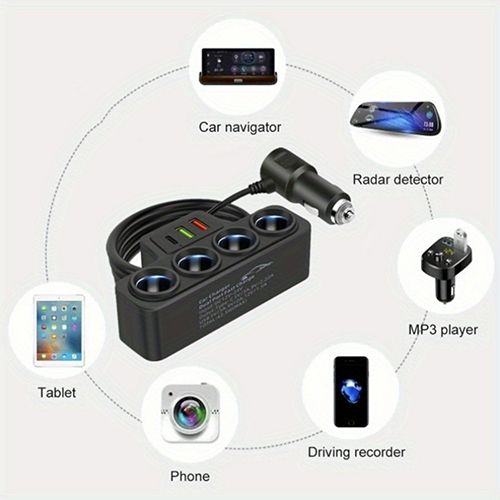 12V/24V Car Cigarette Lighter Adapter Fast Charge USB PD Car Charger 4 Ports Multifunction Universal Mobile Phone Charger In Car