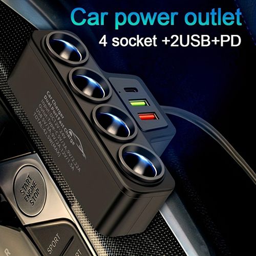 12V/24V Car Cigarette Lighter Adapter Fast Charge USB PD Car Charger 4 Ports Multifunction Universal Mobile Phone Charger In Car