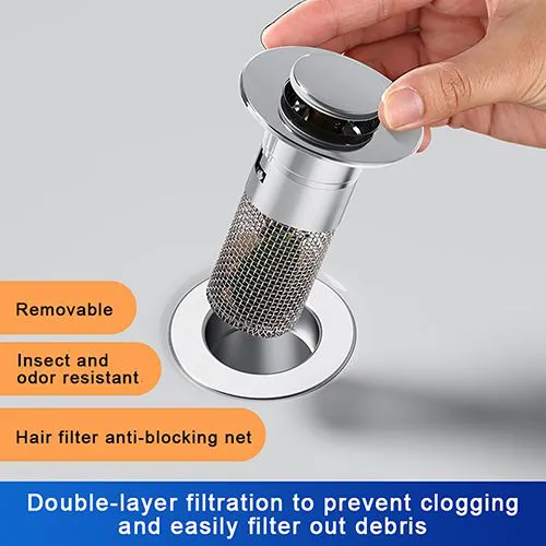 Bathroom Sink Plug Stopper Pop-Up Sink Drain Strainer Plug Universal Basin Core Drain Filter For 8cm Depth Shower Sink Filters
