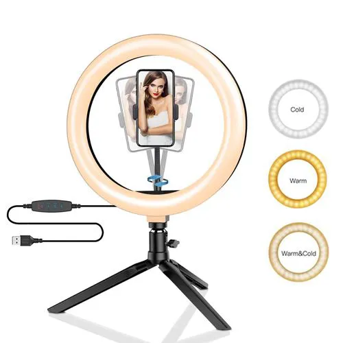 10inch 26cm Selfie Ring Light Photography Fill Lighting Led Ring Lamp for Video Recording Live Broadcast Selfie Led Lamp for Tiktok Youtube Makeup Video Live Studio Ring Lamp