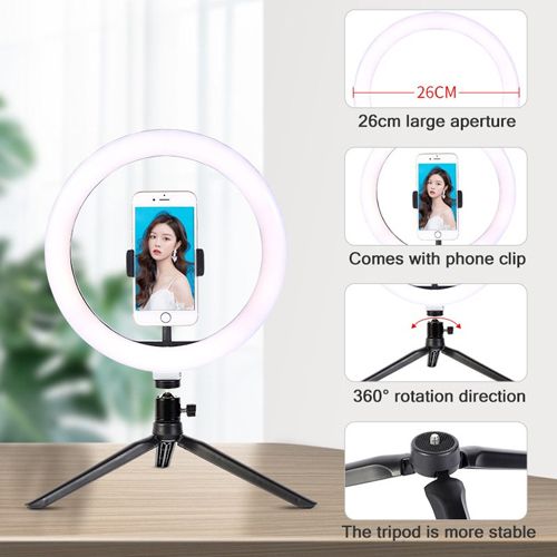 10inch 26cm Selfie Ring Light Photography Fill Lighting Led Ring Lamp for Video Recording Live Broadcast Selfie Led Lamp for Tiktok Youtube Makeup Video Live Studio Ring Lamp