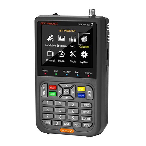 GTMEDIA V8 Finder 2 Satellite Signal Finder DVB-S/S2/S2X Digital 1080P HD TV Signal Finder MPEG-2/4 H.264(8 Bit) Hardware Decoding Loop Search Locator Built in 5000mAh Battery 3.5Inch HD LCD Screen