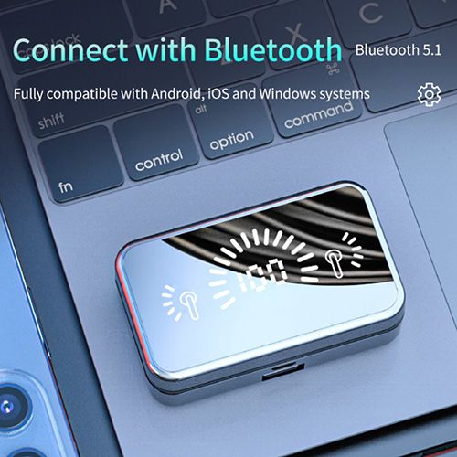 Mirror Digital Display Wireless Bluetooth Headset 5.1 Touch Tws Business Sports Headset