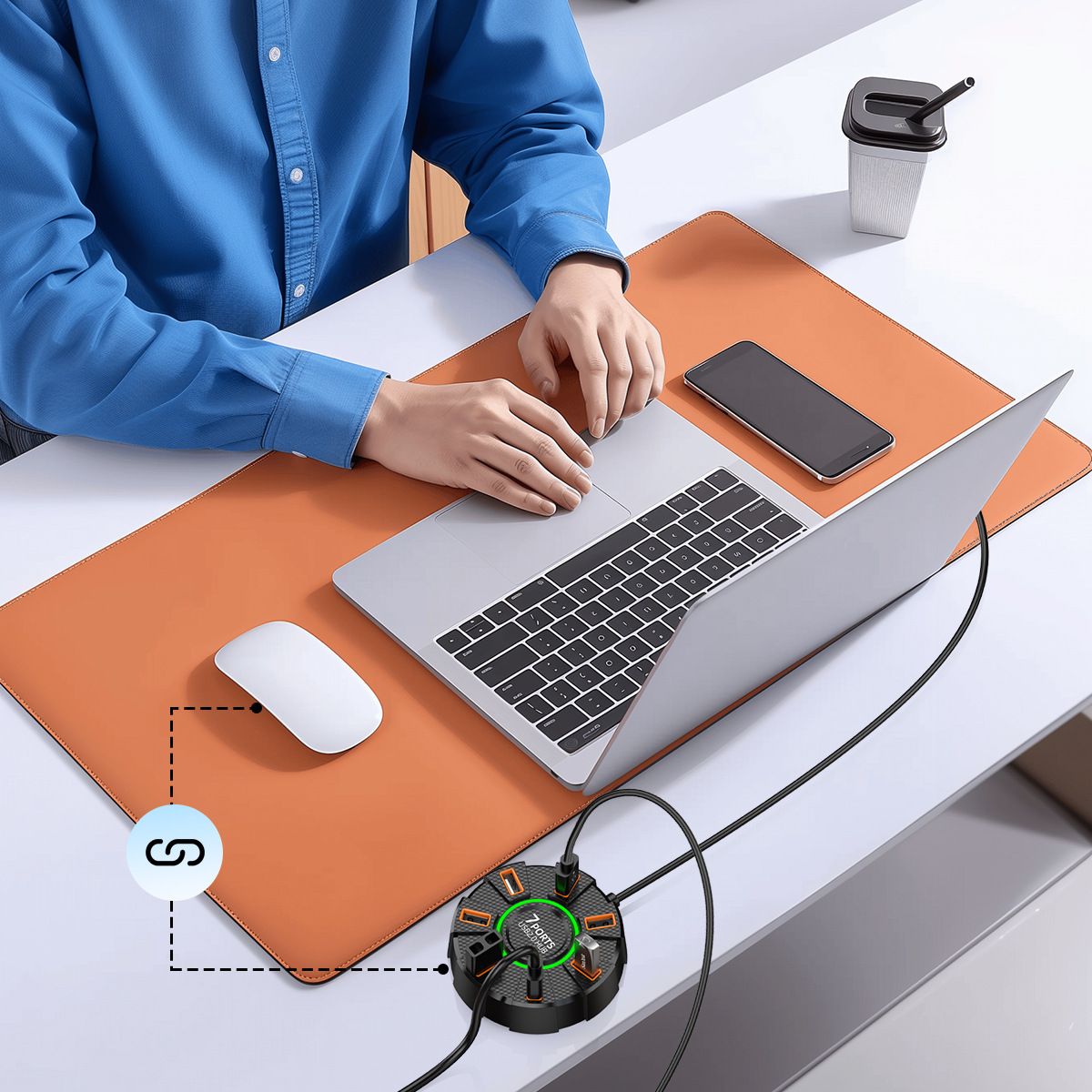High-speed Data Transmission Hub Laptop Docking Station High-speed 7-port Usb Hub Docking Station with for Data for Home