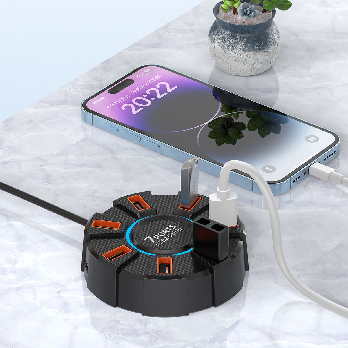 High-speed Data Transmission Hub Laptop Docking Station High-speed 7-port Usb Hub Docking Station with for Data for Home