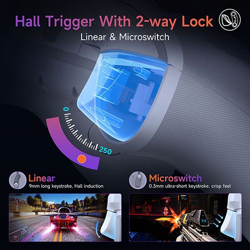 Wireless Gamepad Enhanced Controller Compatible with PC/NS/TV/Mobile Phone/Laptop, Hall Micro-trigger Joystick RGB Effect