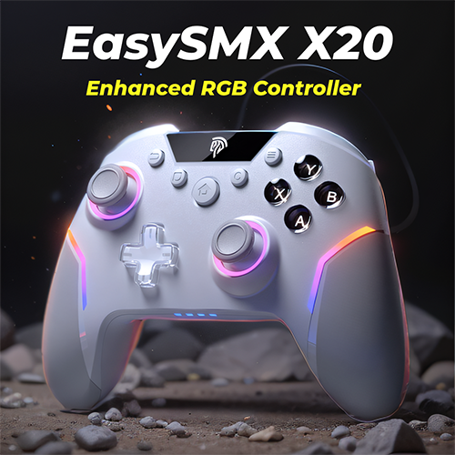 Wireless Gamepad Enhanced Controller Compatible with PC/NS/TV/Mobile Phone/Laptop, Hall Micro-trigger Joystick RGB Effect
