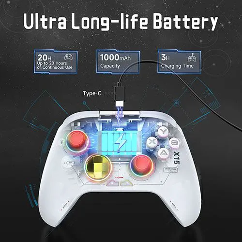 Bluetooth Game Controller X15 Wireless Joysticks With Hall Effect 3D Analog Stick Trigger Gamepad Compatible With Switch Phone