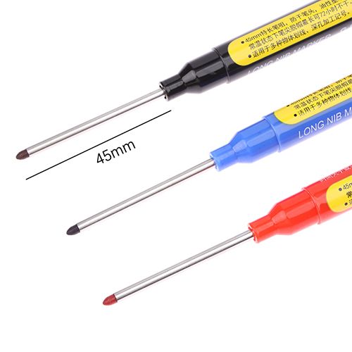 45mm Deep Hole Long Nib Head Markers Deep Drill Hole Long Nib Scriber Mechanical Carpentry Marker Pen for Bathroom Woodworking