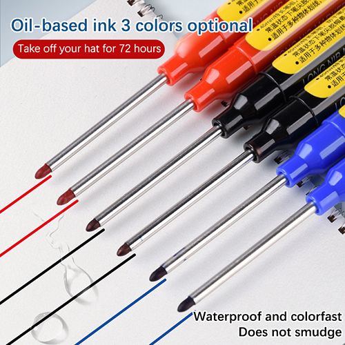 45mm Deep Hole Long Nib Head Markers Deep Drill Hole Long Nib Scriber Mechanical Carpentry Marker Pen for Bathroom Woodworking