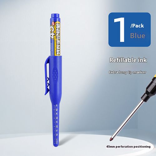 45mm Deep Hole Long Nib Head Markers Deep Drill Hole Long Nib Scriber Mechanical Carpentry Marker Pen for Bathroom Woodworking