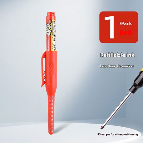 45mm Deep Hole Long Nib Head Markers Deep Drill Hole Long Nib Scriber Mechanical Carpentry Marker Pen for Bathroom Woodworking